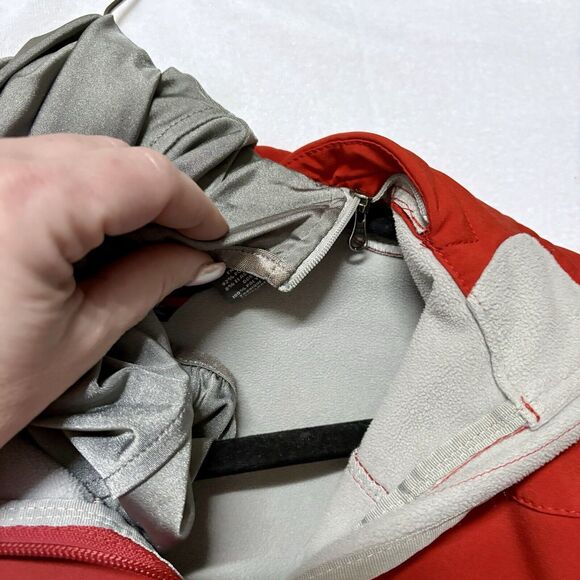 Y2K Eddie Bauer Soft‎ Shell Jacket Coat Women L Red Rain Hood Full Zip Vintage - Picture 7 of 14